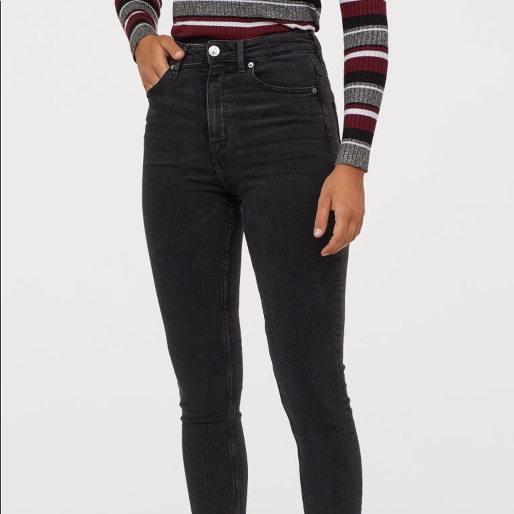 H&M black high waisted super skinny jeans